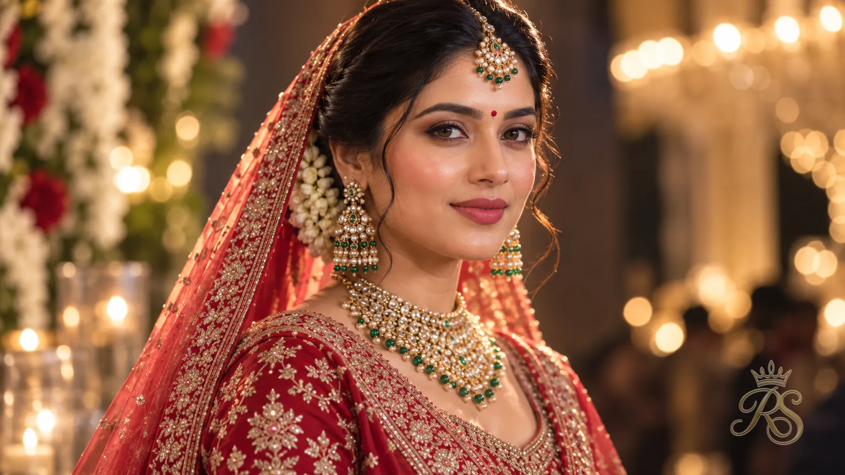 Bride's final portrait showcasing a long-lasting bridal hairstyle intact at the end of the wedding