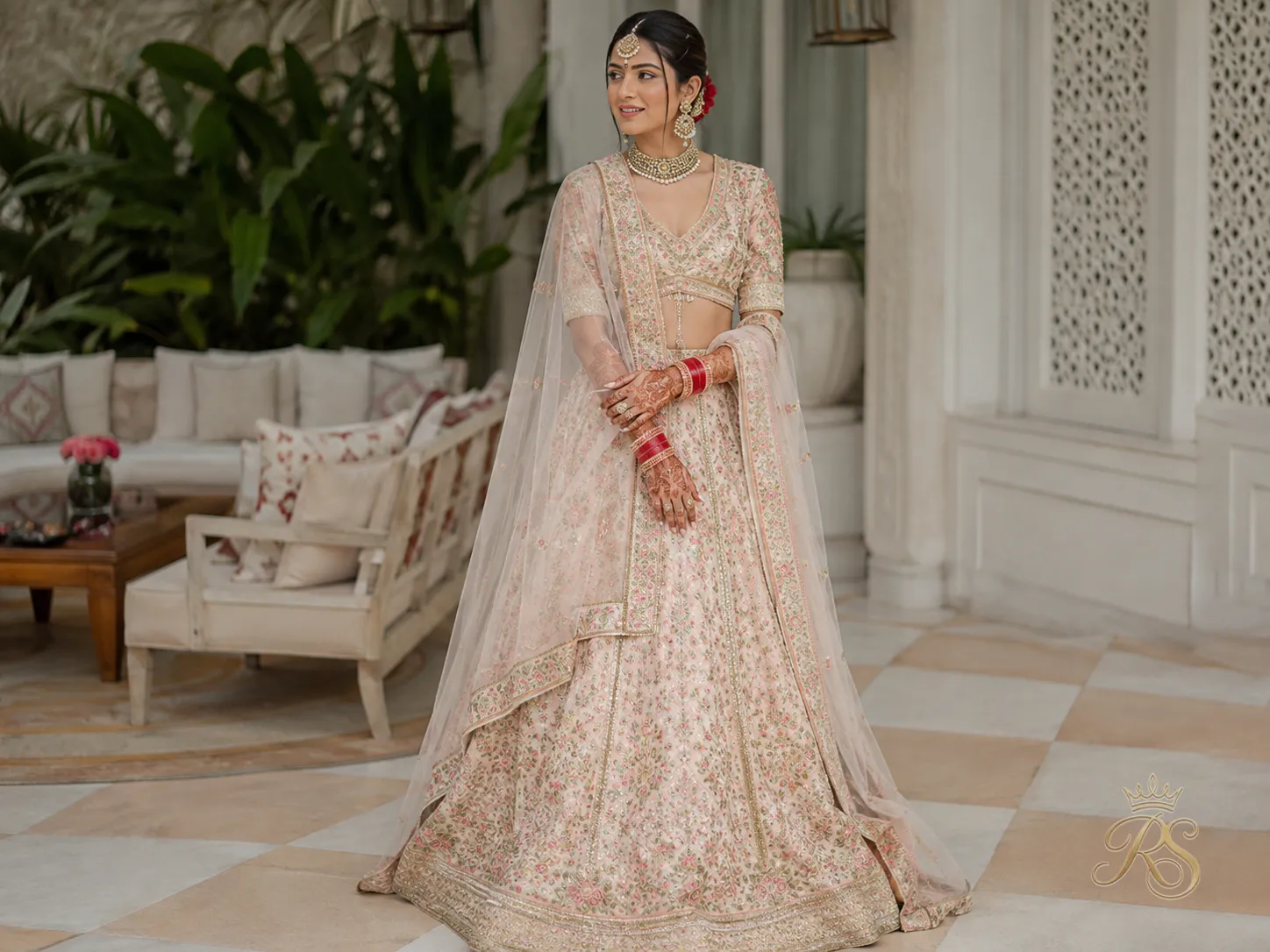 Bride wearing a lightweight dupatta bridal lehenga trend for comfortable all-day wear