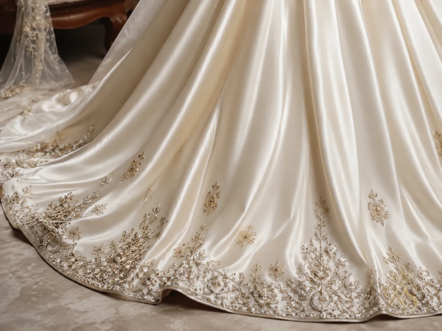 Satin bridal lehenga fabric with a smooth, fluid drape