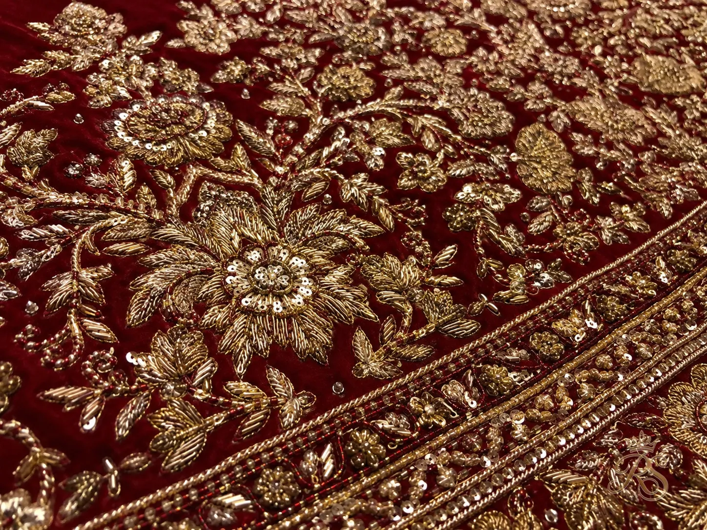 Zardozi and dabka embroidery trend on bridal lehenga fabric