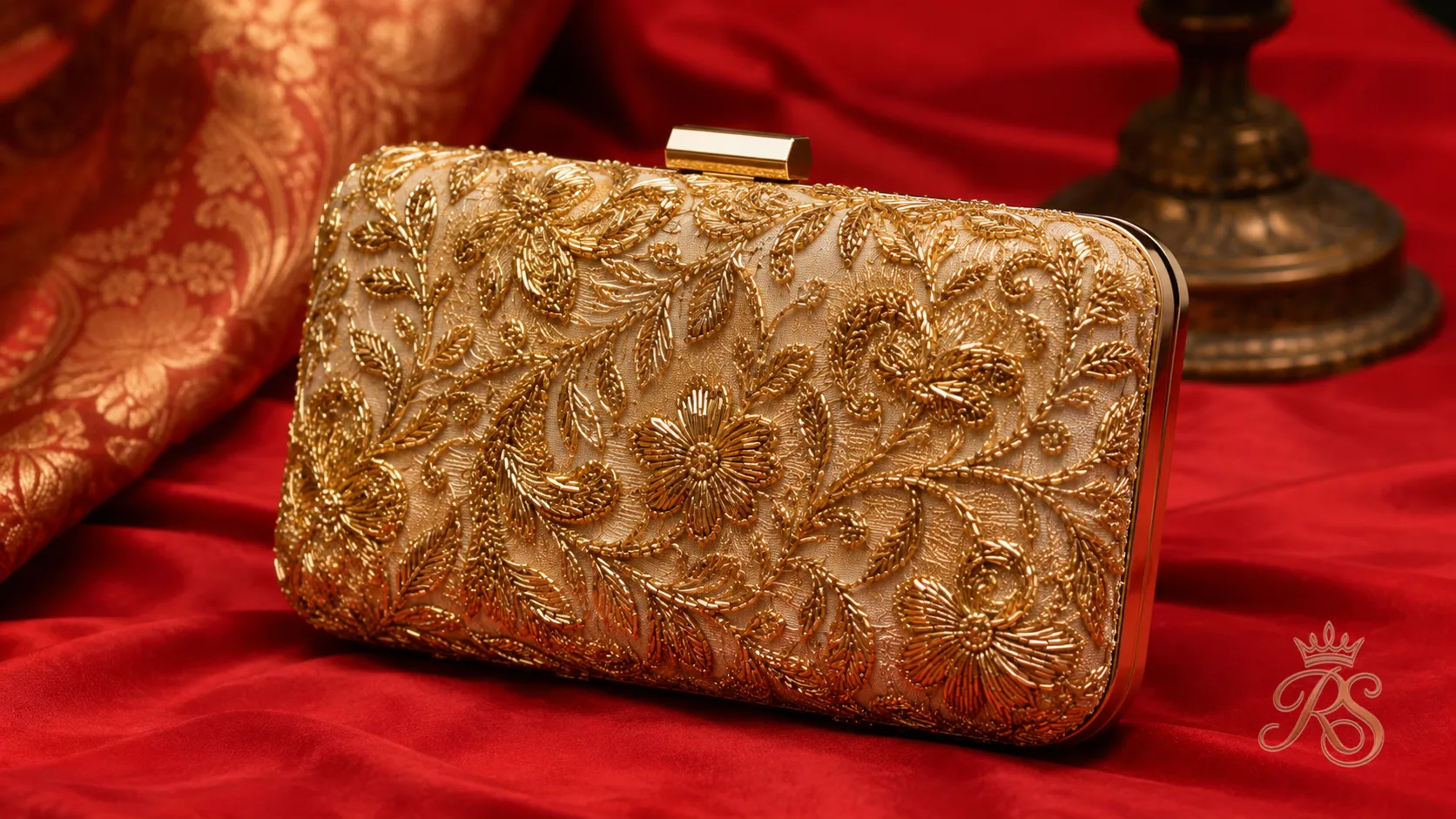 Zardozi embroidered mini clutch bag for an Indian wedding