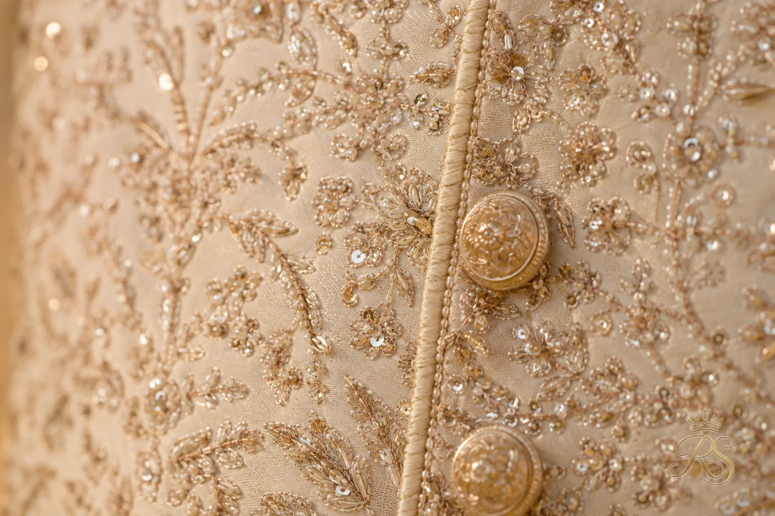 Sequin and bead embellished sherwani panel for groom wedding outfit
